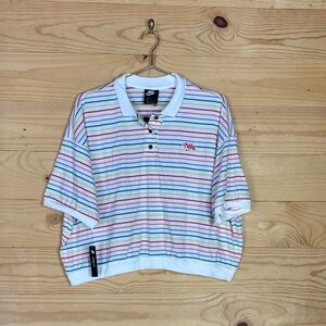 NWT Nike Rainbow multi stripe cropped polo